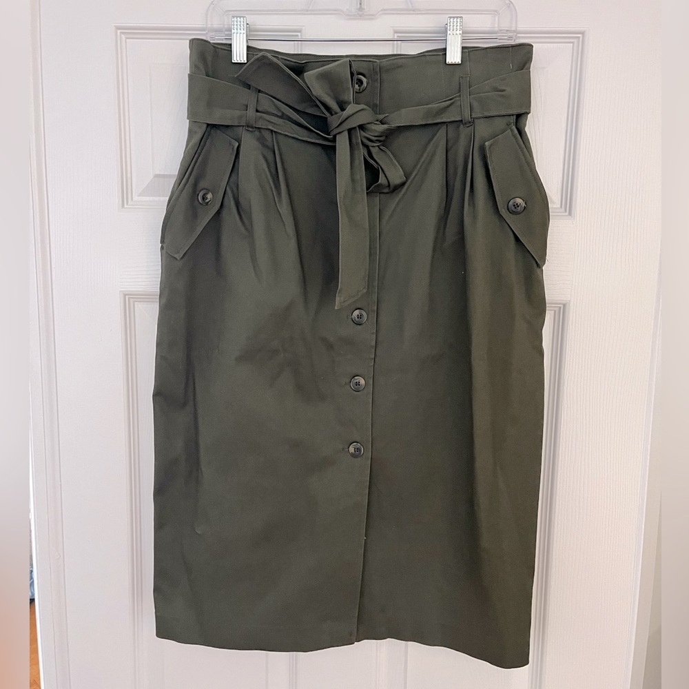 H&M Olive Green Button-Front Skirt